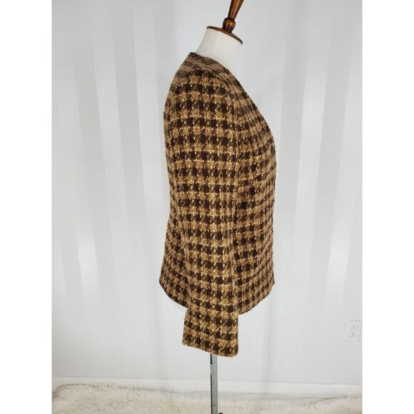 KASPER Women's Brown Patterned Blazer Sz 6 - Picture 2 of 9